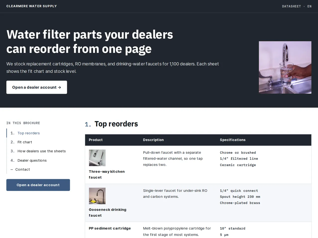Distributor Product Sheet Template — example of a generated brochure