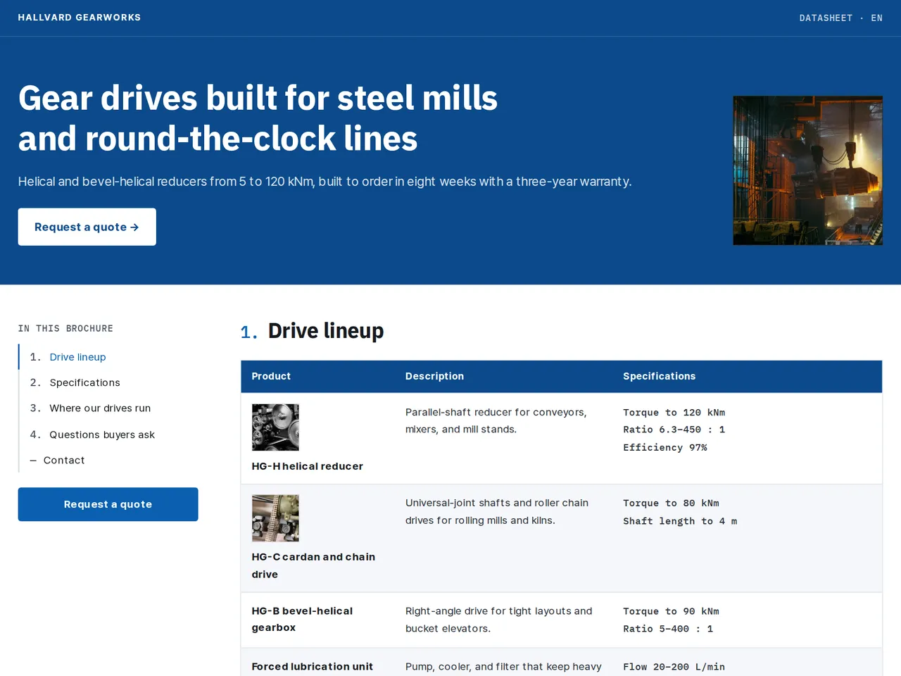 Machinery Catalog Template — example of a generated brochure